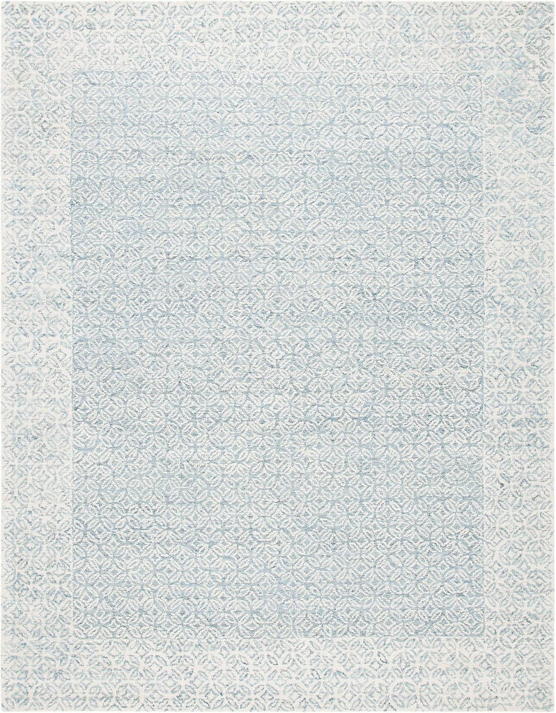 Area Rug 8x10 - Abstract Collection - Large - Blue & Ivory, Handmade Wool, Ideal, Dining Space (ABT342N)