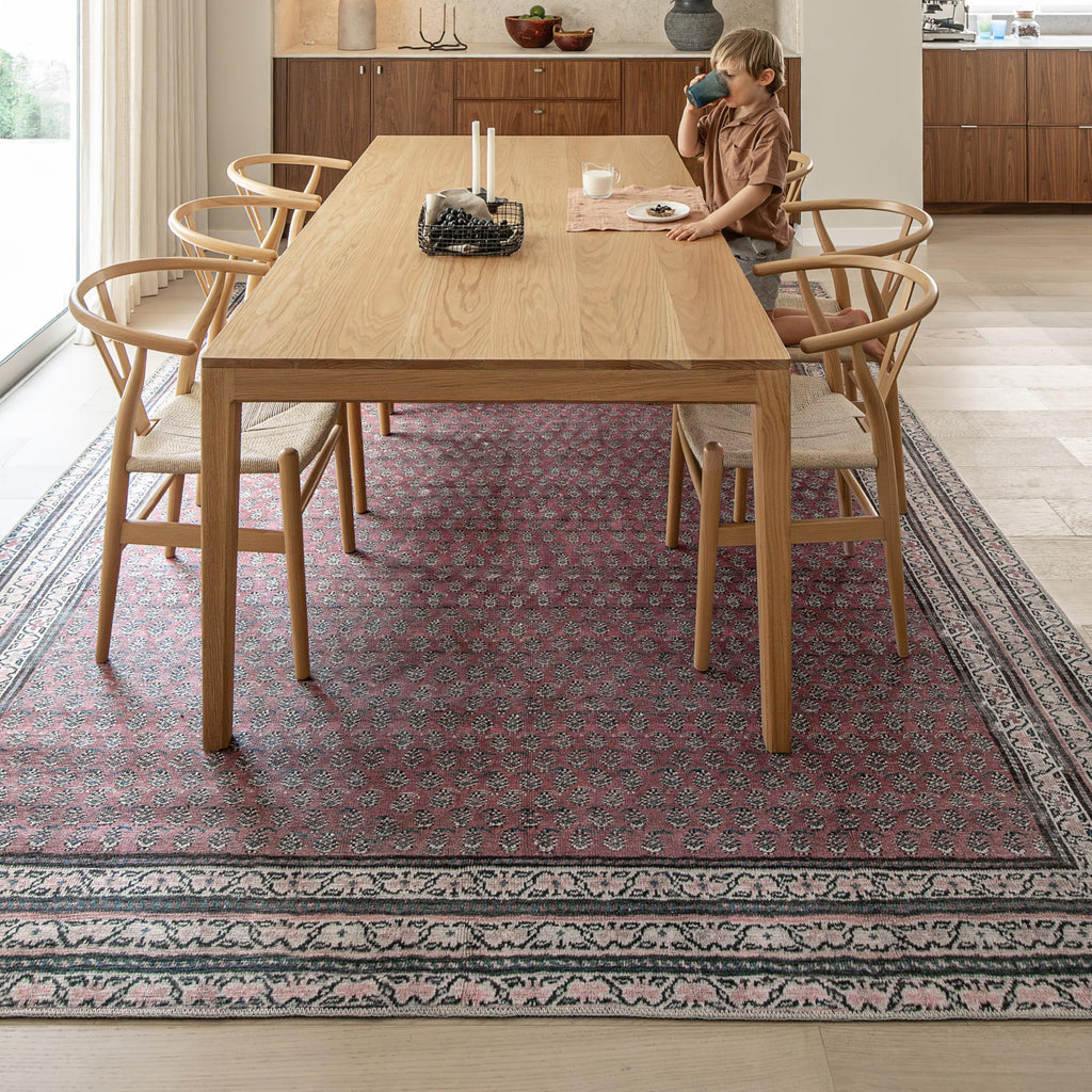 Rusty Rhythm 10' x 10' Burgundy Square Rug - Persian-inspired design