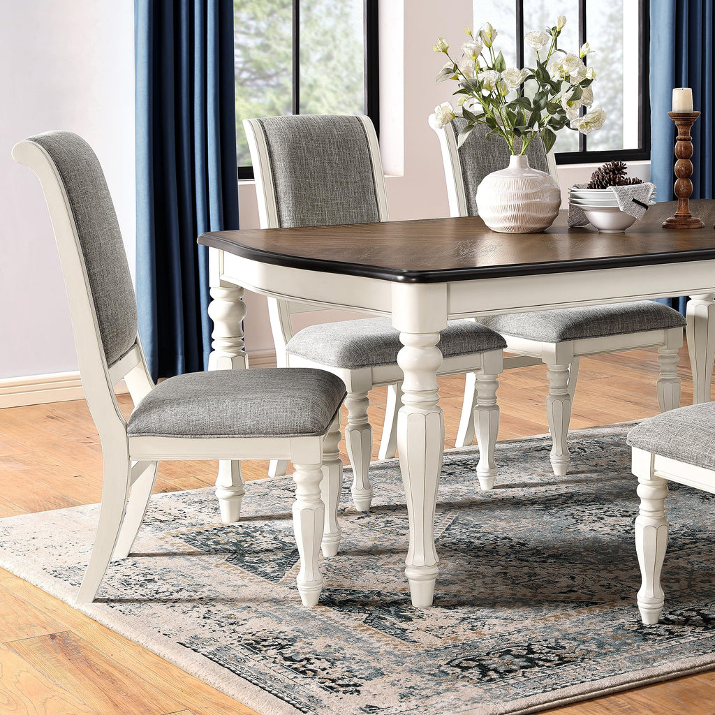 Belleza French Country 5-Piece Dining Set in Antique White and Weathered Oak Finish