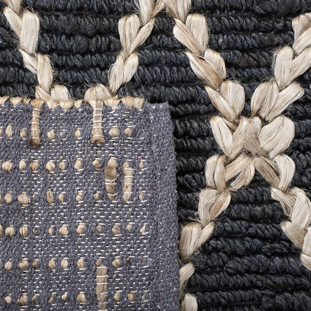 Natural Fiber Collection Runner Rug - 2'6" x 8', Charcoal, Handmade Boho Moroccan Trellis Jute, Ideal for High