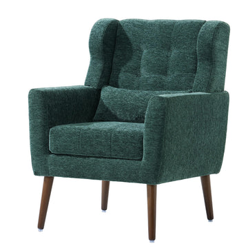Modern Accent Chair Chenille Fabric Upholstered Tufted Side Chair Wingback Chair, Mid Century Reading Armchair with