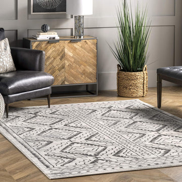 Spencer Aztec Trellis Area Rug, Ivory