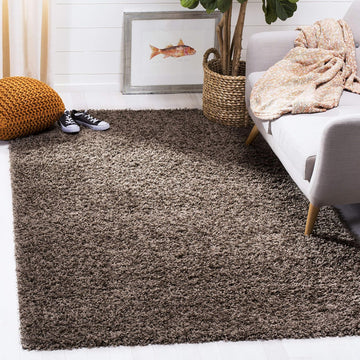 Athens Shag Collection Area Rug - 6'7" Square, Taupe, Non-Shedding & Easy to Clean, Ideal, Dining Space (SGA119T)