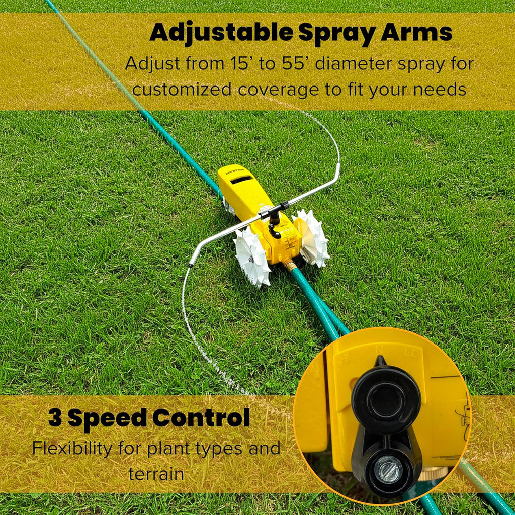 Rain Train 13,500 Square Feet Cast Iron Outdoor Lawn Traveling Water Sprinkler for Yard, and Garden, with Auto Shut