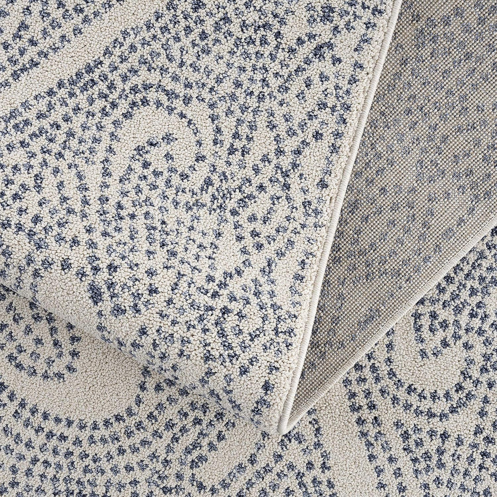Birdwood Living Room, Bedroom Area Rug - Floral Geometric Diamond Border Mosaic - Scandinavian Traditional