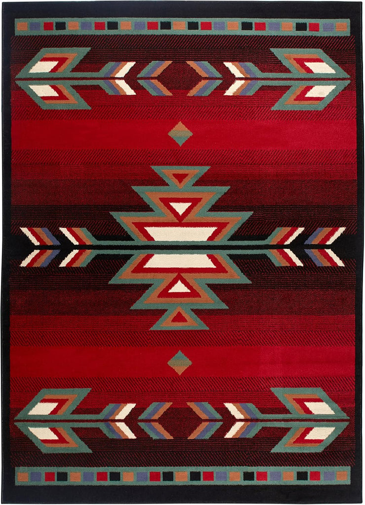 Dynamix Premium Sagrada Southwestern Geometric Area Rug, Black/Red