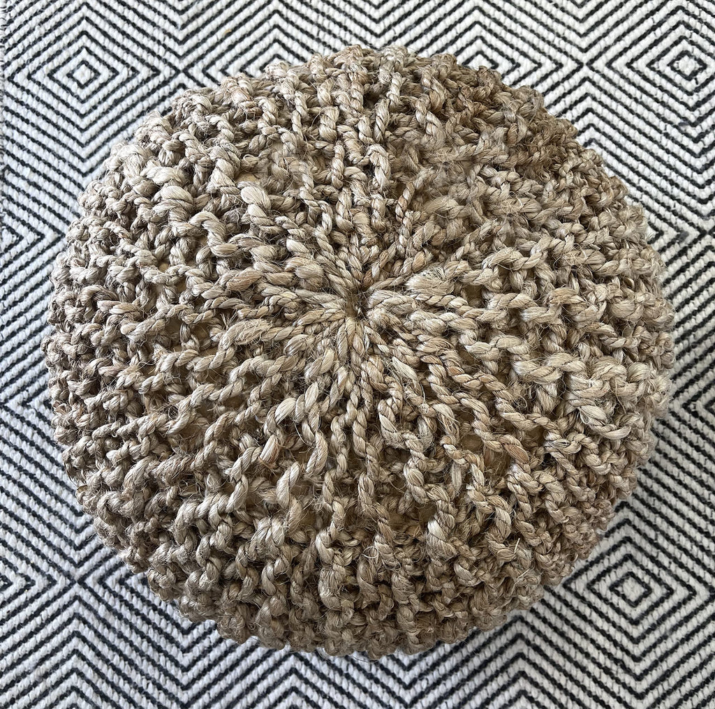 Pouf Ottoman 100% Jute Braided Pouffe (20"x20"x14")