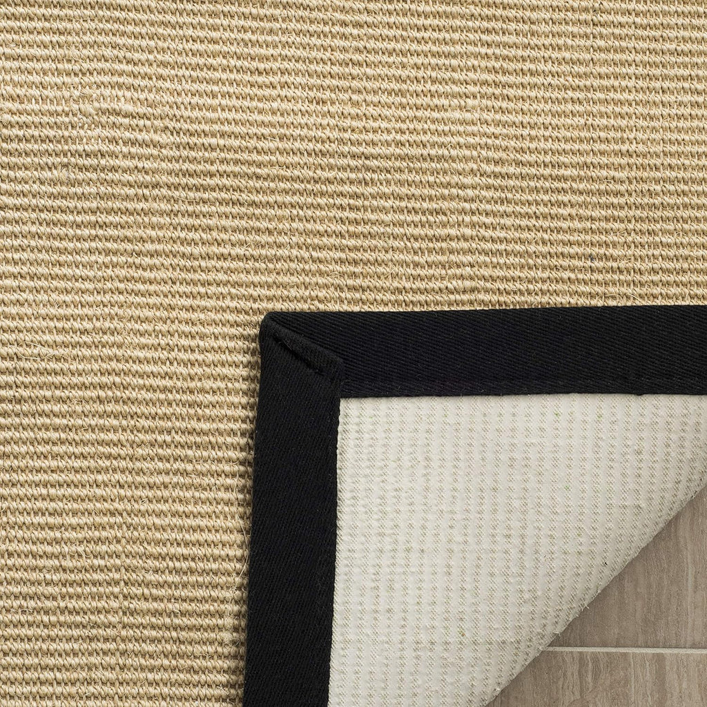 Natural Fiber Collection Runner Rug, Maize & Black, Border Sisal Design, Easy Care, Ideal for High