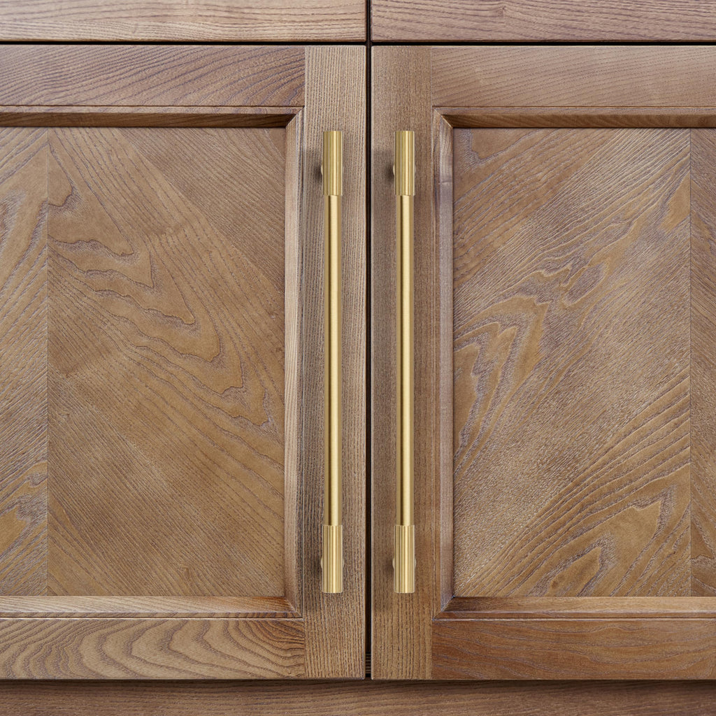 2pcs Solid Brass Gold Cabinet Pulls, 10 Inch Hole Centers Cupboard Handles Modern Drawer Dresser Pulls Bathroom