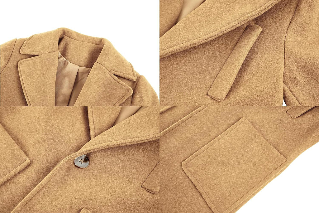 Kids Toddler Boys Wool Blend Trench Coat Long Sleeve Mid Length Pea Overcoat Outerwear
