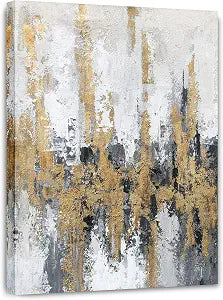 Modern Abstract Skyline Canvas Wall Artwork with Gold Foil Decoration