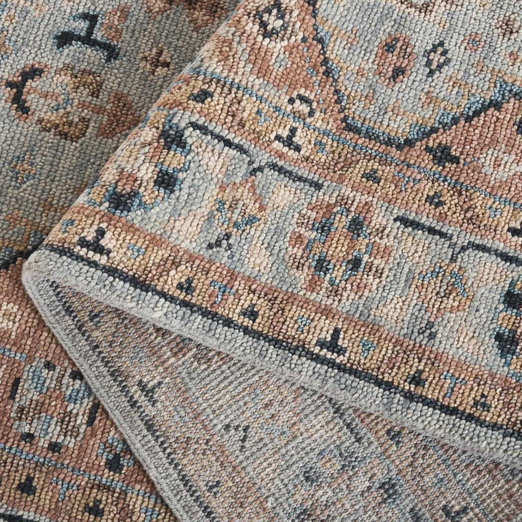 Samarkand 8' x 10' Light Blue/Beige Hand-Knotted Traditional Oriental Premium Wool Dining Area Rug