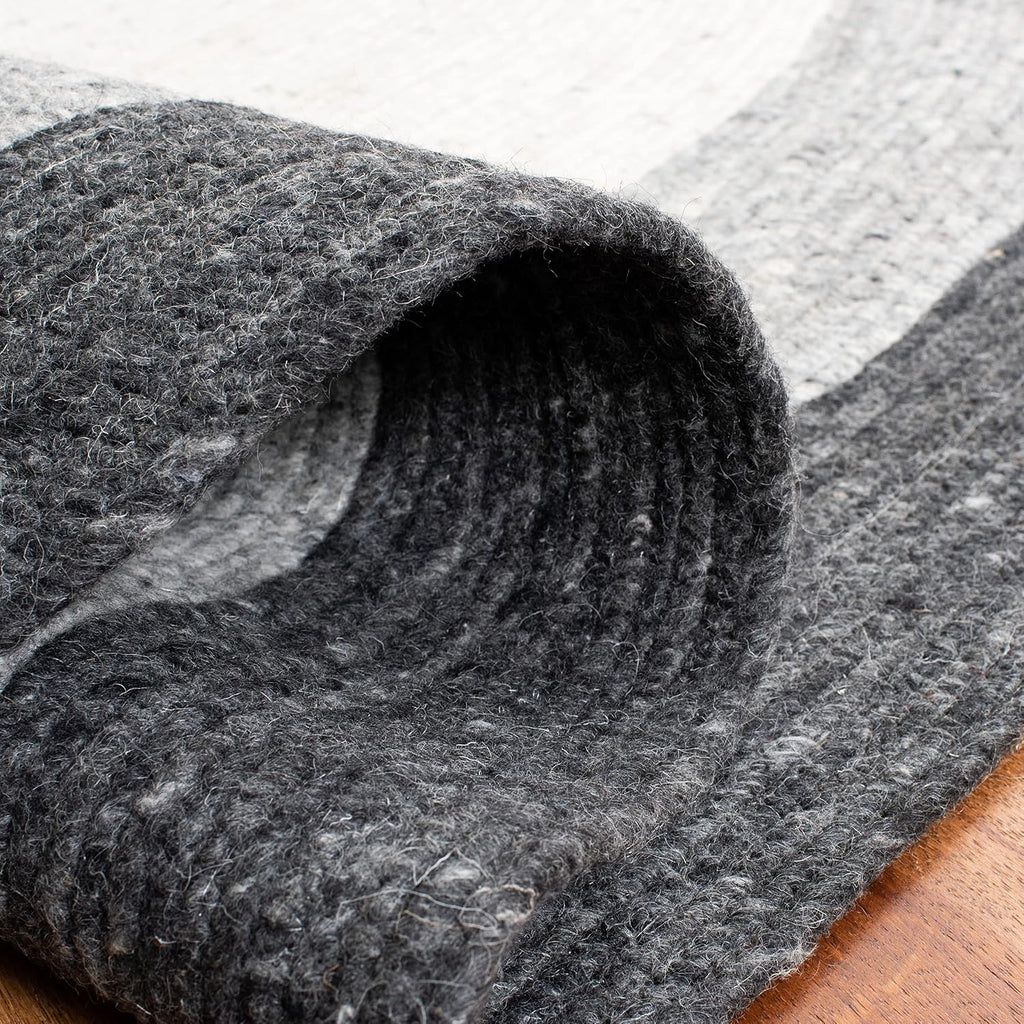 Braided Wool Oval Rug 6'x9', Farmhouse Grey & Ivory BRD903A