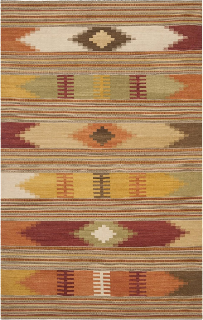 Kilim Collection Area Rug, Red & Multi, Handmade Southwestern Tribal Wool, Ideal for High Traffic Areas