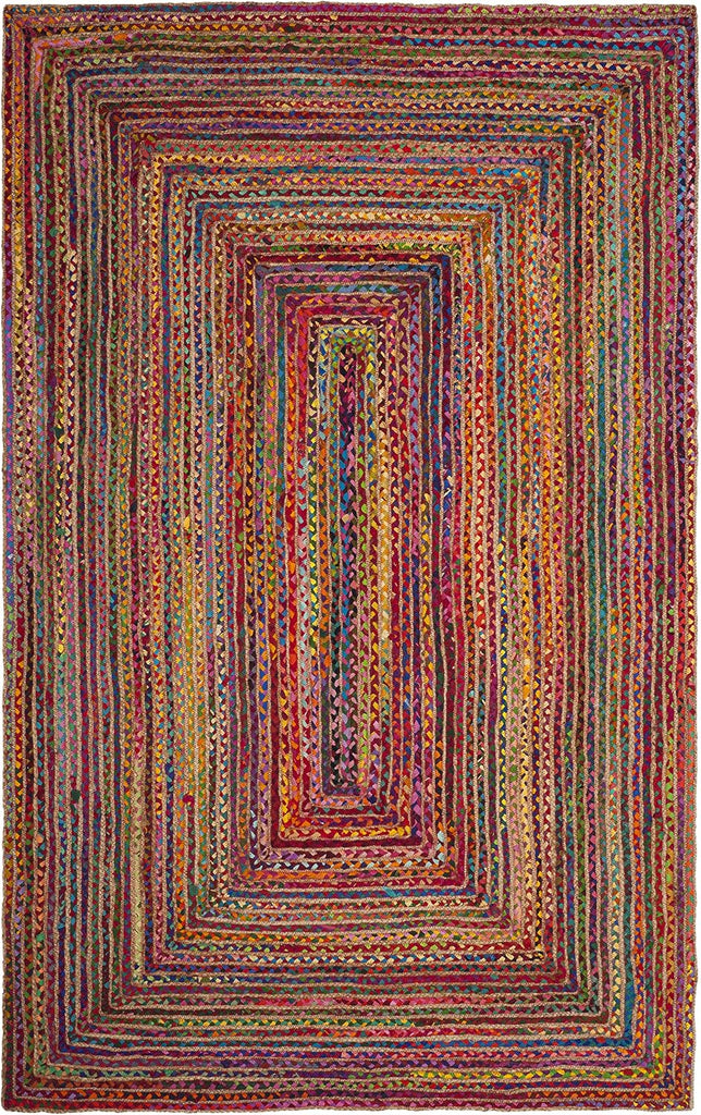 Cape Cod Area Rug, Jute Braided Large Red & Multi CAP202A | 1/4" Pile, Indoor Rug, Handwoven, Braided Jute &