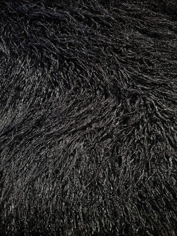 Faux Fur Long Pile Curly Fabric ALPACA BLACK / 60" Wide / Sold by the Yard