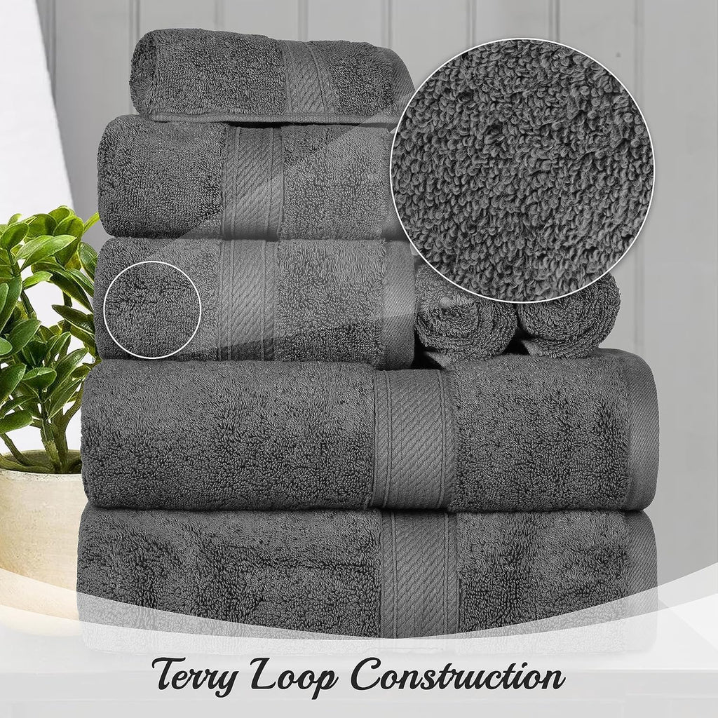 BNM Madeline Egyptian Cotton Heavyweight Towels, Ideal for Shower, Spa, Hotel, 800 GSM, Face/Washcloths, Hand Towels