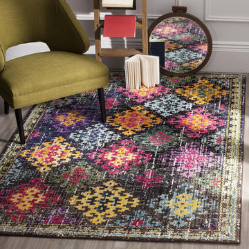Monaco Collection Area Rug - 8' x 11', Multi, Boho Diamond Trellis Design, Non-Shedding & Easy Care, Ideal for High