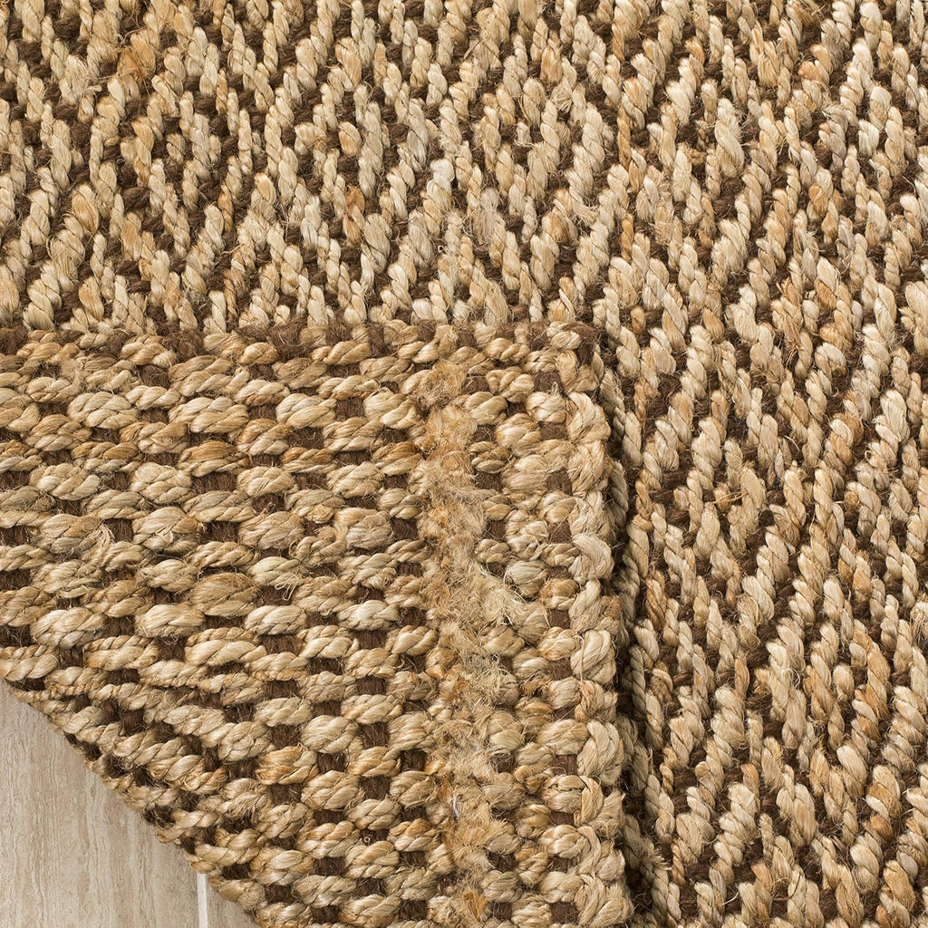 Natural Fiber Collection Area Rug - 7' Square, Natural & Brown, Handmade Boho Farmhouse Fringe Jute, Ideal for High