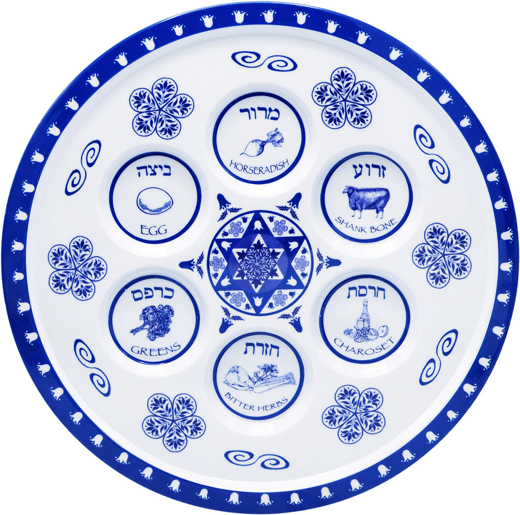Passover Seder Plate, 24-Pack Passover Plate Melamine Renaissance Design Pesach Seder Plates, Round Seder Tray for