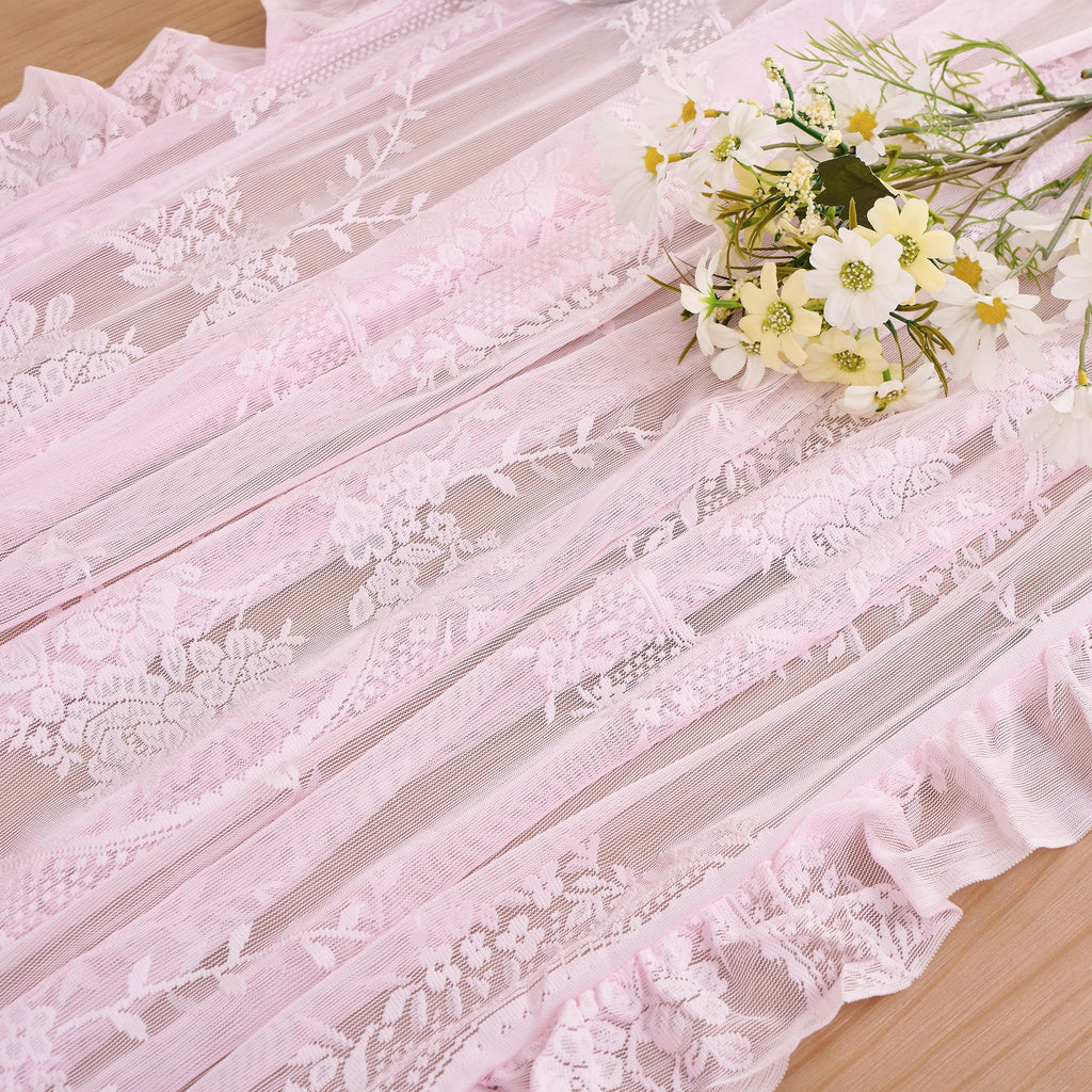 Pink Lace Tablecloth Vintage Table Cloth (Pink, 55"x70", Rectangular)