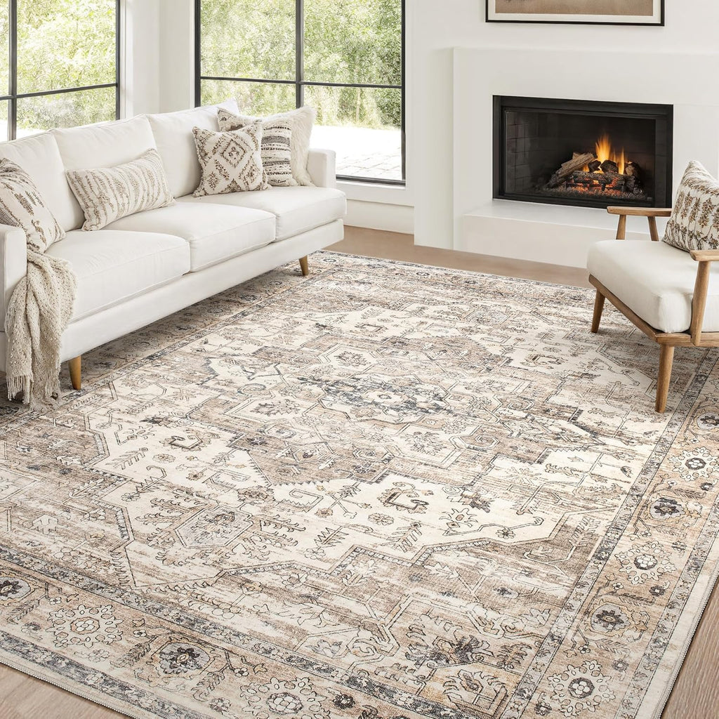 Area Rug 10x14 Washable Vintage - Soft Traditional Rug