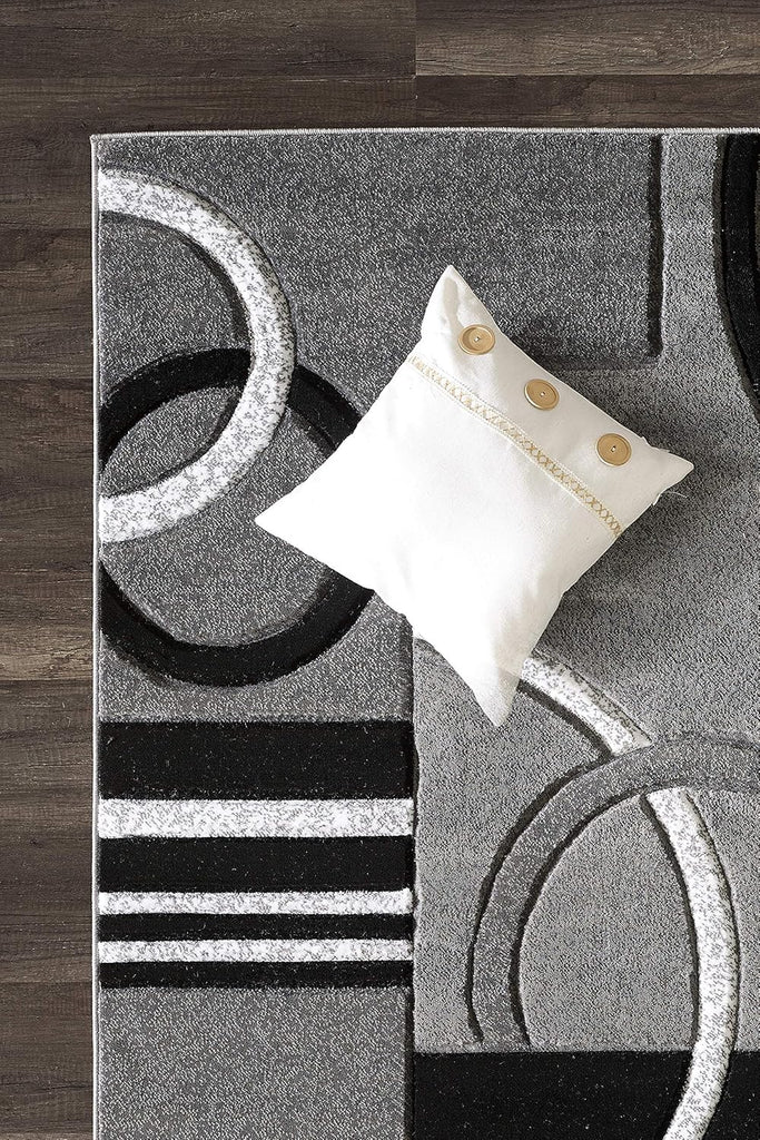 Area Rug Modern 5x7 Grey Soft Hand Carved Contemporary Floor Carpet with Premium Fluffy Texture for Indoor Living