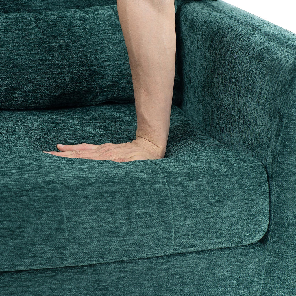 Modern Accent Chair Chenille Fabric Upholstered Tufted Side Chair Wingback Chair, Mid Century Reading Armchair with