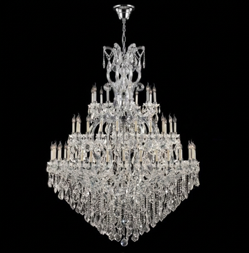 Maria Theresa Chandelier Crystal Lighting Dressed With Empress Crystal - 60 Lights Chrome Finish H98" W63" Great For Large Foyer / Entryway - A83-3000G60C