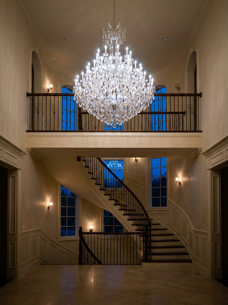 Maria Theresa Chandelier Crystal Lighting Dressed With Empress Crystal - 60 Lights Chrome Finish H98" W63" Great For Large Foyer / Entryway - A83-3000G60C