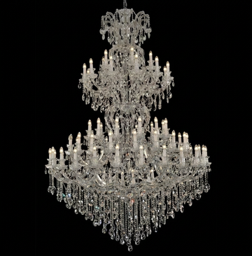 Maria Theresa Chandelier Crystal Lighting Dressed With Empress Crystal - 72 Lights Chrome Finish H87" W63" Great For Large Foyer / Entryway - A83-3000G72C