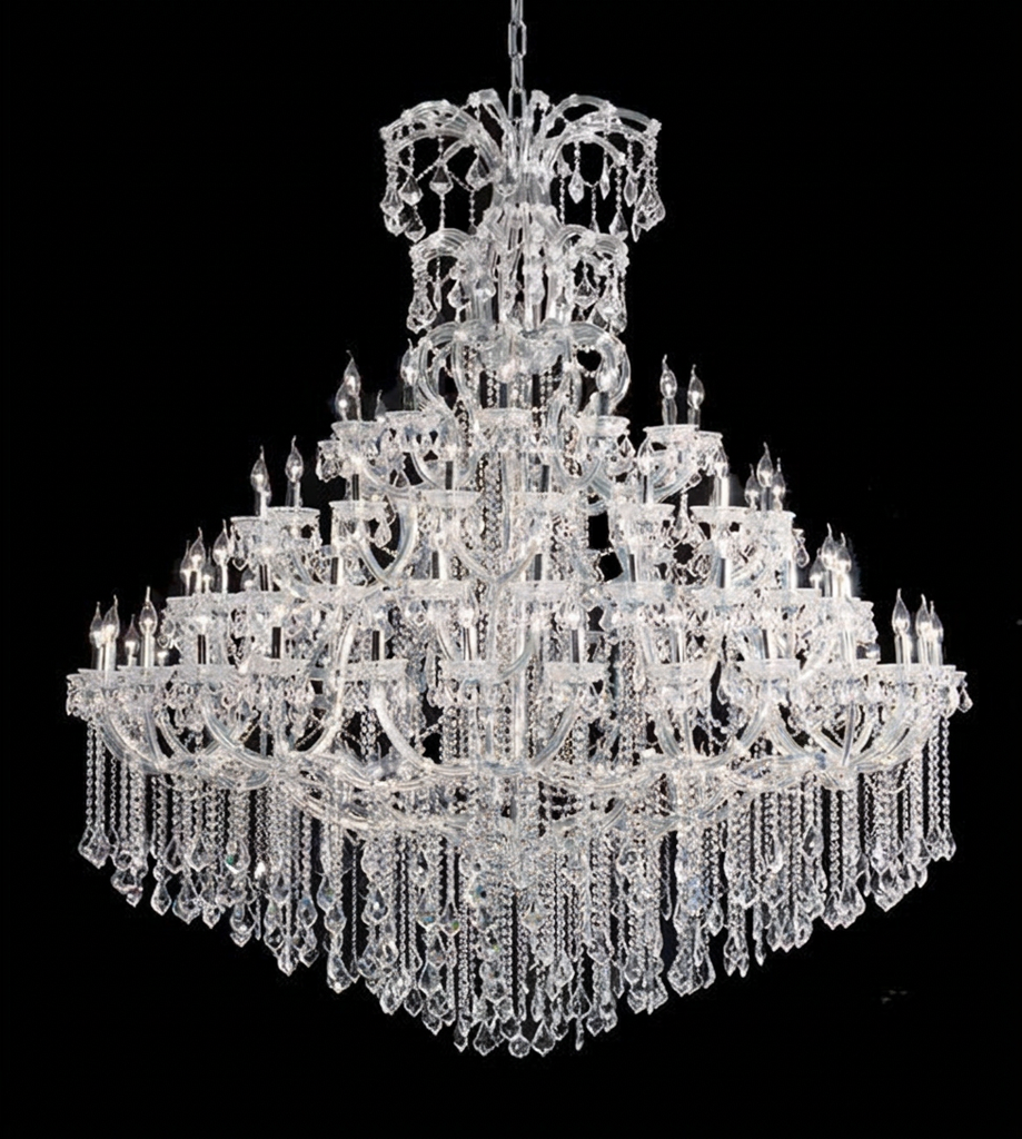 Maria Theresa Chandelier Crystal Lighting Dressed With Empress Crystal - 96 Lights Chrome Finish H106" W79" Great For Large Foyer / Entryway - A83-3000G96C