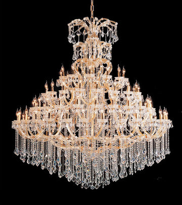 Maria Theresa Chandelier Crystal Lighting Dressed With Empress Crystal - 96 Lights Gold Finish H106" W79" Great For Large Foyer / Entryway - A83-3000G96G