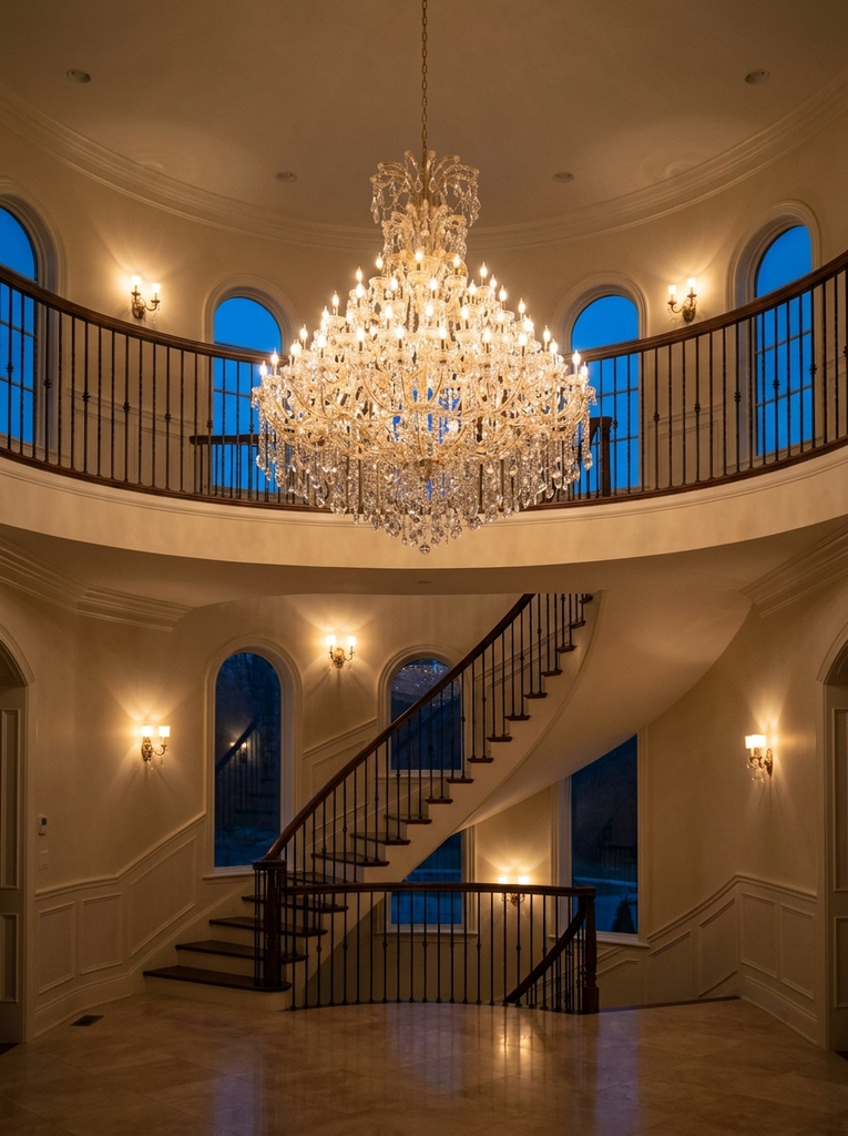 Maria Theresa Chandelier Crystal Lighting Dressed With Empress Crystal - 96 Lights Gold Finish H106" W79" Great For Large Foyer / Entryway - A83-3000G96G