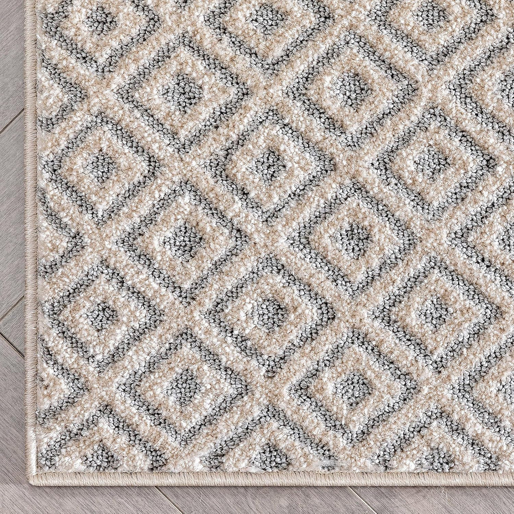 Custom Size Hallway Stair Runner - Choose Your Length - Piano Grey Tribal Diamond Geometric 31 Inches Wide x 13 Feet