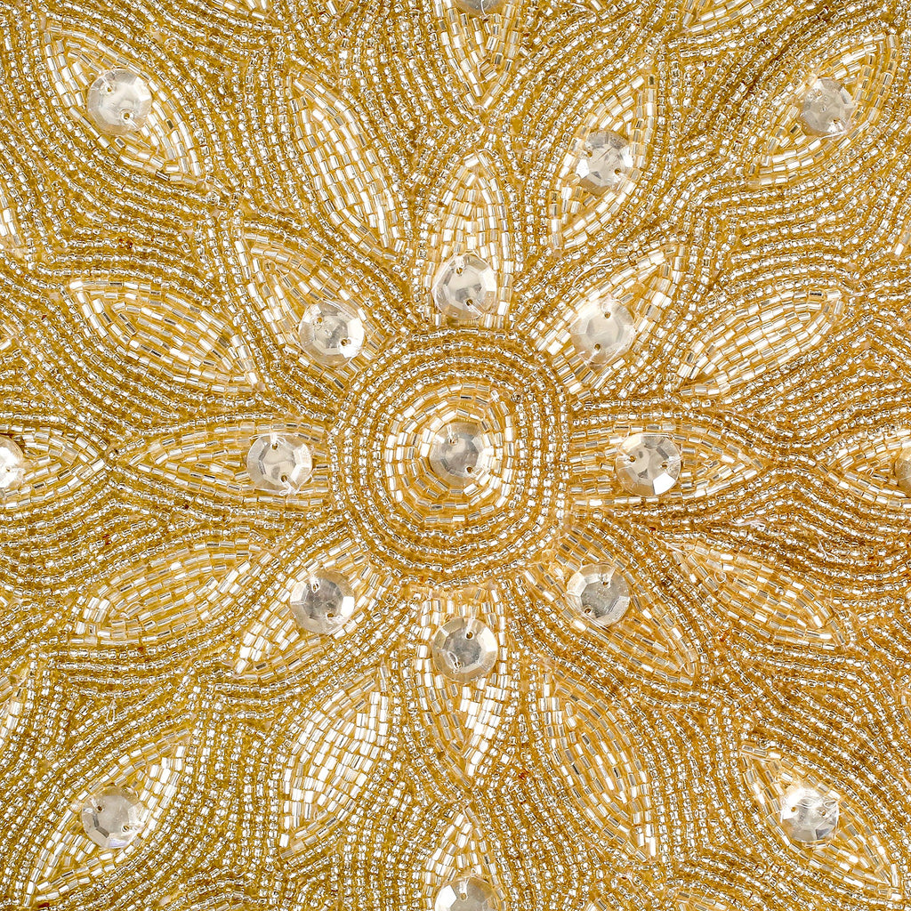 Lightnpro Luxury Gold Hand-Beaded Pillow Cover - 16x16 Inch, Artisan-Made Decorative Cushion for Sofa, Couch, and Bed