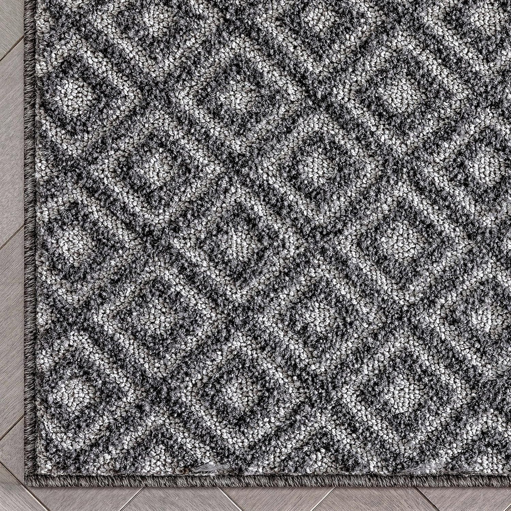 Custom Size Hallway Stair Runner - Choose Your Length - Piano Dark Grey Tribal Diamond Geometric 27 Inches Wide x 10
