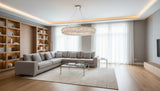 Crystal Halo Orb Chandelier 60 inch in Modern Living Room