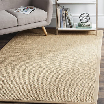 Area Rug 3x5 - Natural Fiber Collection - Maize & Linen Color, Sisal, Woven Design with Border (NF141B)