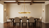 Camino One-Tier Wagon Wheel Chandelier in Rustic Dining Room