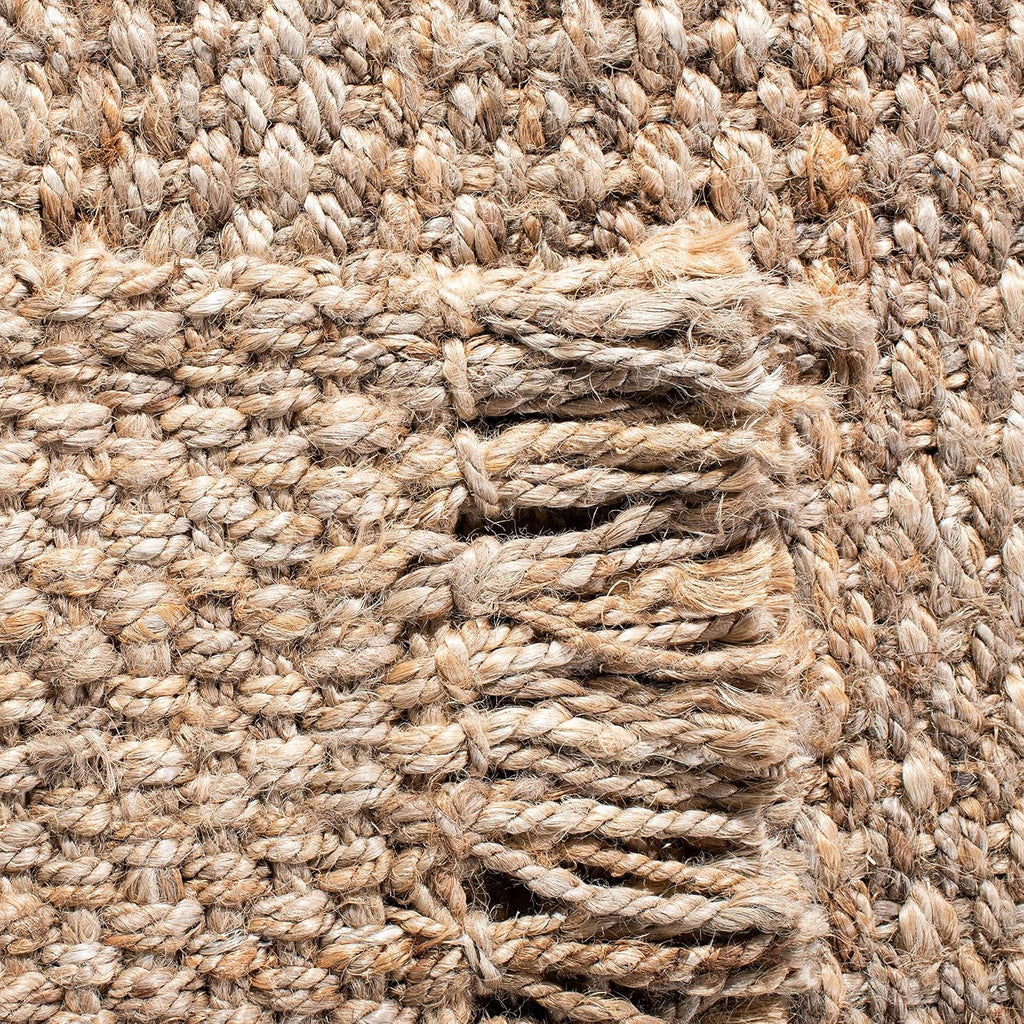 Area Rug - Natural Fiber Collection - Large - Natural, Handmade Jute, Tassel Design, Ideal, Dining Space