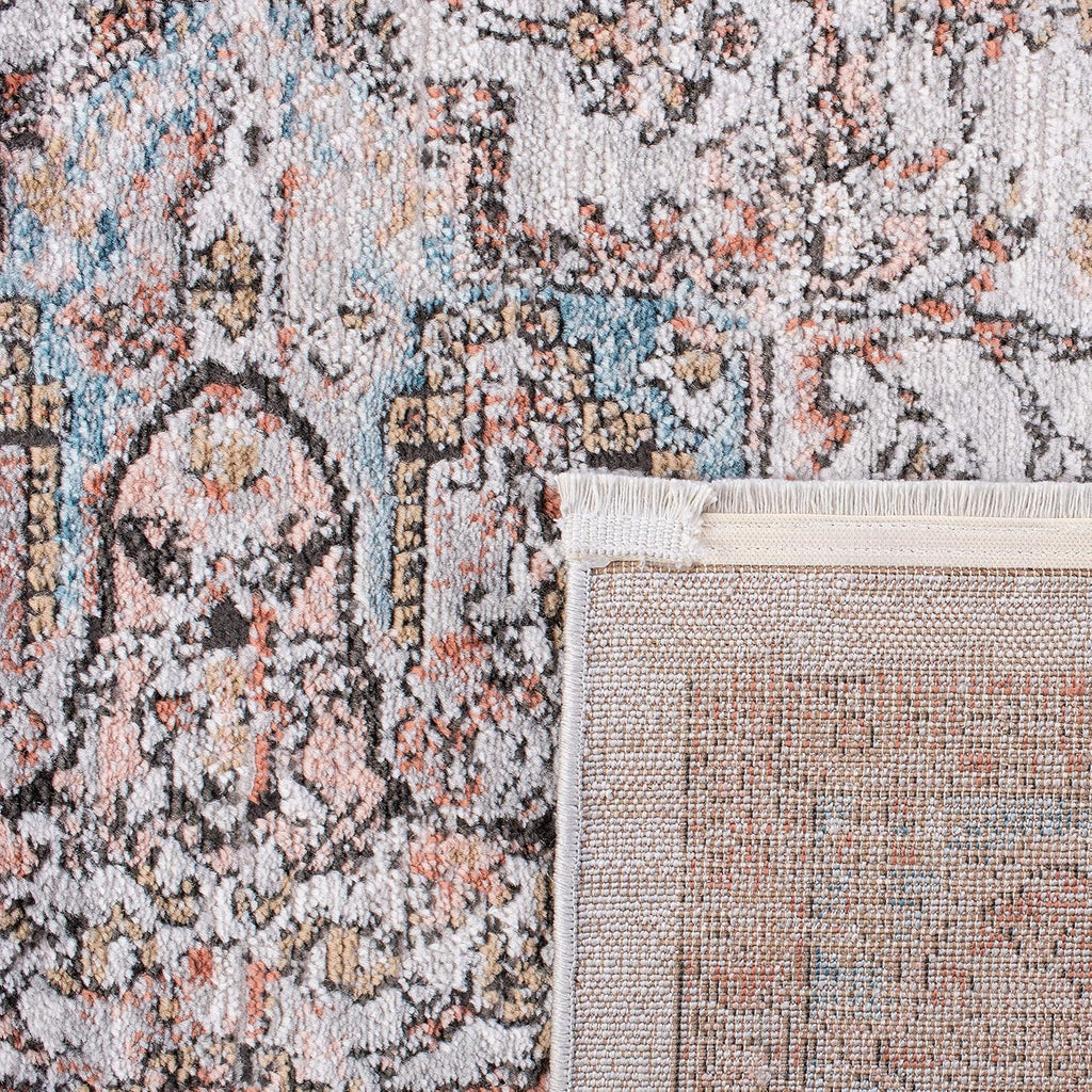 Shivan Collection Area Rug, Grey & Blue, Medallion Distressed Design, Non-Shedding & Easy Care, Ideal for
