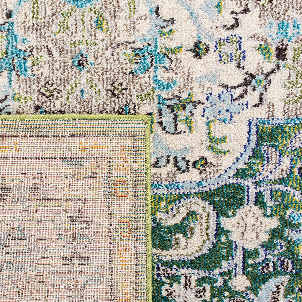 Madison X-Large Area Rug - 12' x 15', Green & Turquoise, Medallion Distressed Design, Non-Shedding & Easy Care