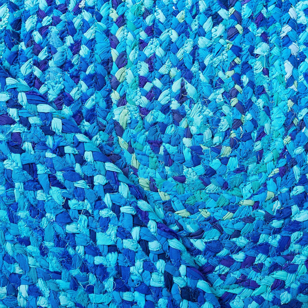 Braided Cotton Oval Rug 3'x5', Farmhouse Turquoise BRD452K
