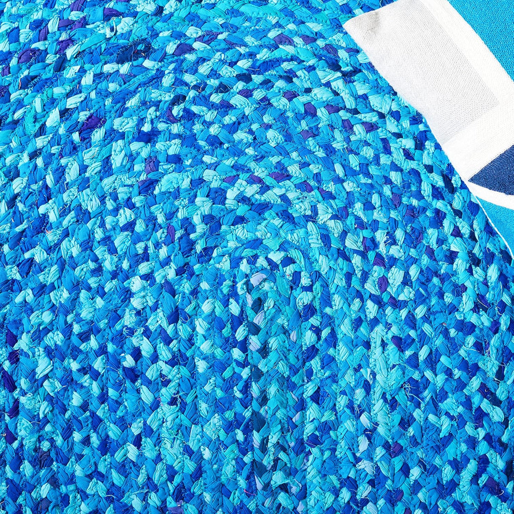 Braided Cotton Oval Rug 3'x5', Farmhouse Turquoise BRD452K