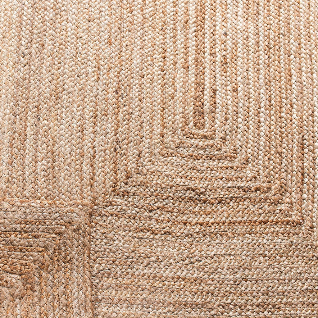 Area Rug Round - Cape Cod Collection- Large - Natural Brown, Handmade Braided Flat Weave Jute (CAP252A)