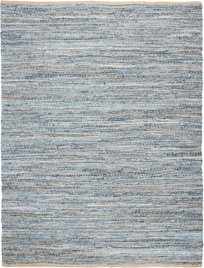 Area Rug - Cape Cod Collection - Large - Natural & Blue, Handmade Flat Weave Braided Jute, Ideal, Dining Space
