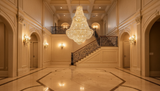 French Empire Crystal Chandelier H72xW50 in Grand Staircase