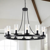 Barfleur 12-light Rustic Large Wagon Wheel Chandelier