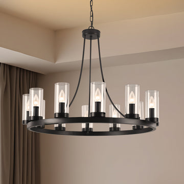 Barfleur 12-light Rustic Large Wagon Wheel Chandelier
